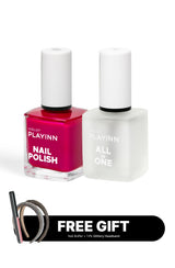 PLAYINN NAIL POLISH - BUNDLE PLAYFUL COLLECTION, FREE Nail Remover & Bando Glitter